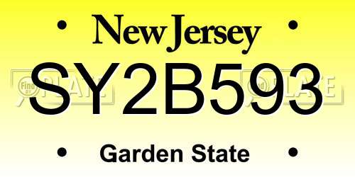 SY2B593 New Jersey License Plate