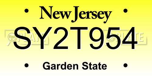 SY2T954 New Jersey License Plate