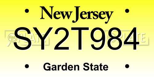 SY2T984 New Jersey License Plate