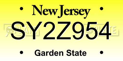 SY2Z954 New Jersey License Plate