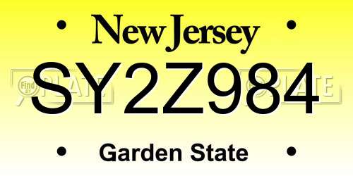 SY2Z984 New Jersey License Plate