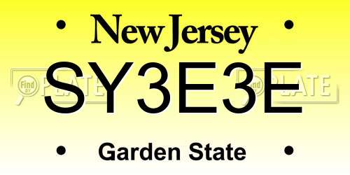 SY3E3E New Jersey License Plate