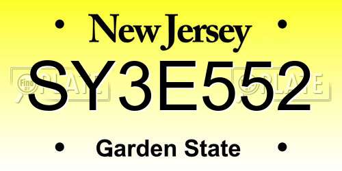 SY3E552 New Jersey License Plate