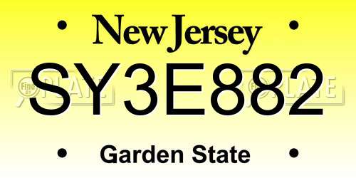 SY3E882 New Jersey License Plate