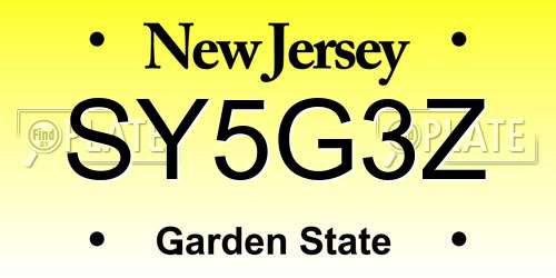SY5G3Z New Jersey License Plate