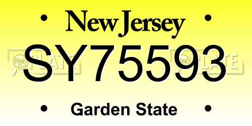 SY75593 New Jersey License Plate