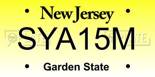 SYA15M New Jersey License Plate