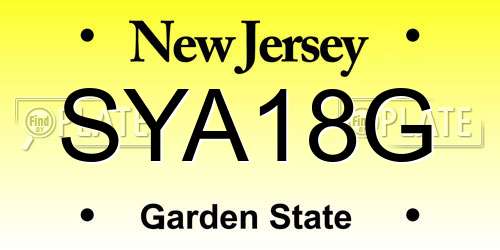 SYA18G New Jersey License Plate
