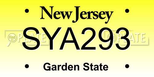 SYA293 New Jersey License Plate