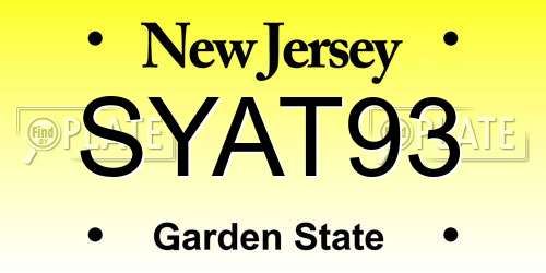 SYAT93 New Jersey License Plate
