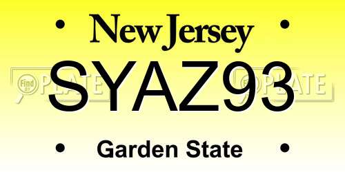 SYAZ93 New Jersey License Plate