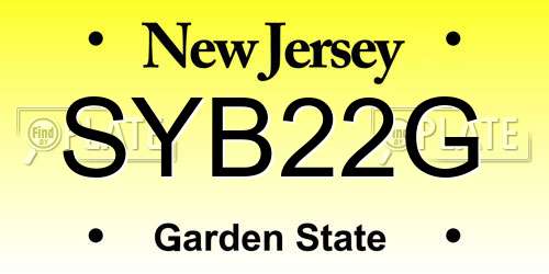 SYB22G New Jersey License Plate