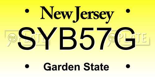 SYB57G New Jersey License Plate