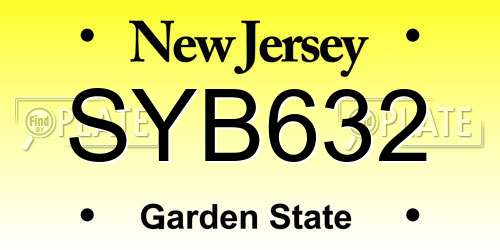SYB632 New Jersey License Plate