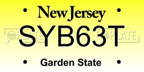 SYB63T New Jersey License Plate