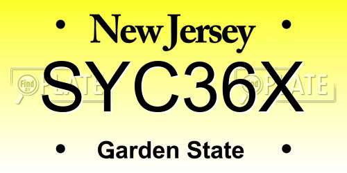 SYC36X New Jersey License Plate