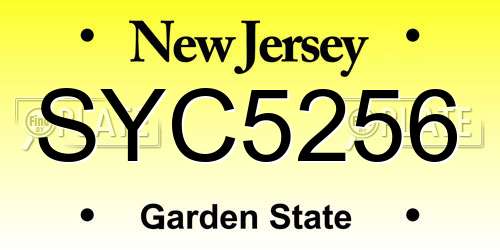 SYC5256 New Jersey License Plate