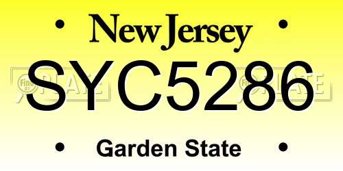 SYC5286 New Jersey License Plate