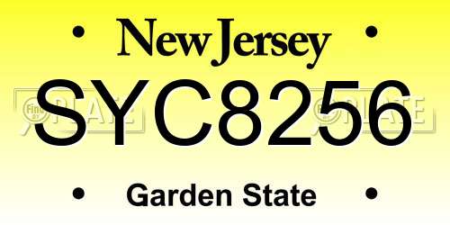 SYC8256 New Jersey License Plate
