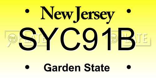 SYC91B New Jersey License Plate