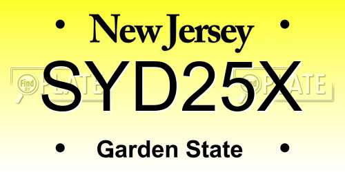 SYD25X New Jersey License Plate