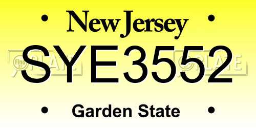SYE3552 New Jersey License Plate