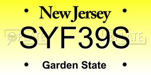 SYF39S New Jersey License Plate