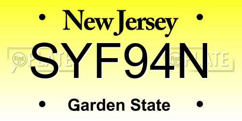 SYF94N New Jersey License Plate