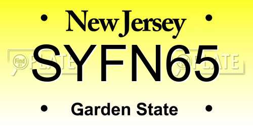 SYFN65 New Jersey License Plate