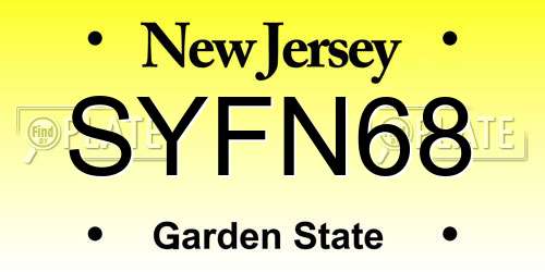 SYFN68 New Jersey License Plate
