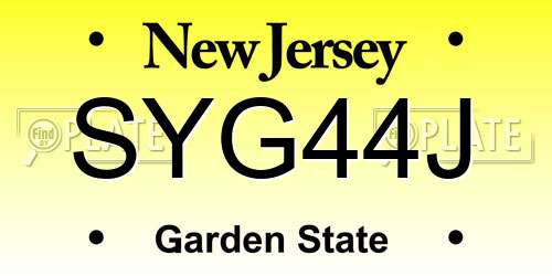 SYG44J New Jersey License Plate