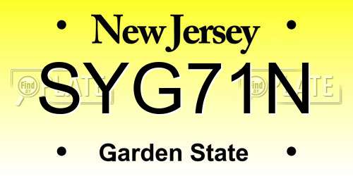 SYG71N New Jersey License Plate