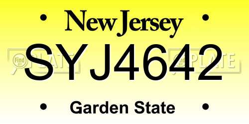 SYJ4642 New Jersey License Plate