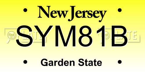 SYM81B New Jersey License Plate