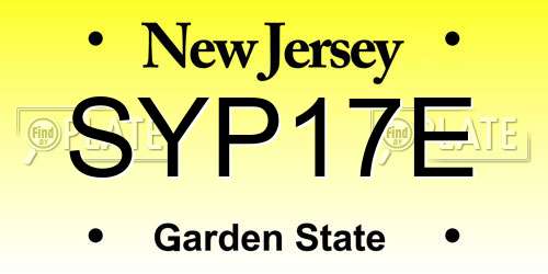 SYP17E New Jersey License Plate
