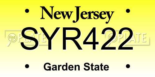 SYR422 New Jersey License Plate