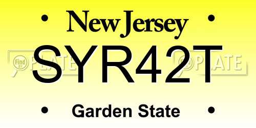 SYR42T New Jersey License Plate
