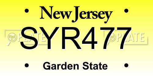 SYR477 New Jersey License Plate