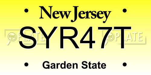 SYR47T New Jersey License Plate