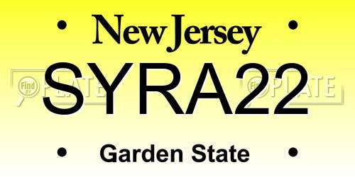 SYRA22 New Jersey License Plate