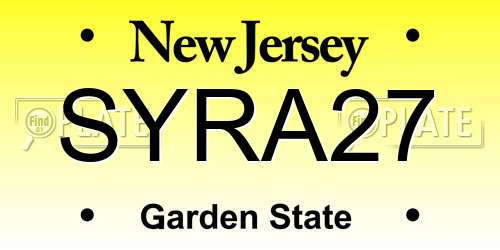 SYRA27 New Jersey License Plate