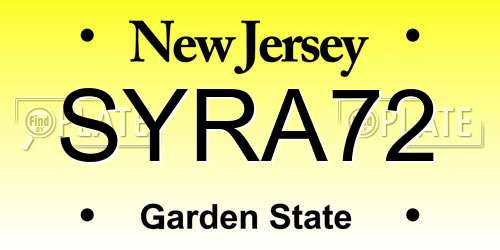 SYRA72 New Jersey License Plate