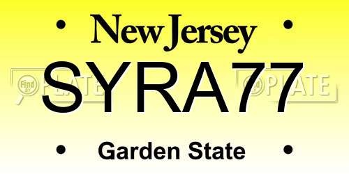 SYRA77 New Jersey License Plate