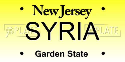 SYRIA New Jersey License Plate