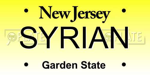 SYRIAN New Jersey License Plate