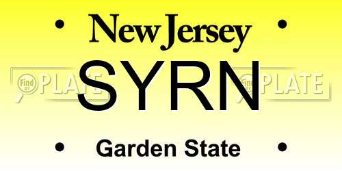 SYRN New Jersey License Plate