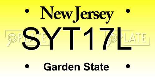 SYT17L New Jersey License Plate