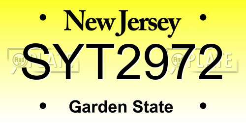 SYT2972 New Jersey License Plate