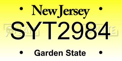 SYT2984 New Jersey License Plate