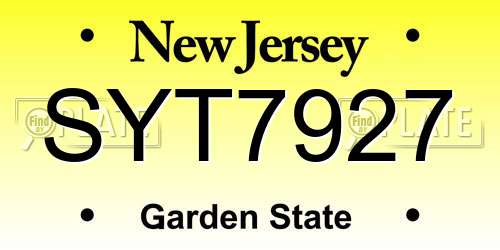 SYT7927 New Jersey License Plate